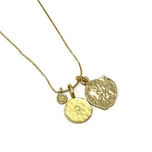New Anthropologie Serefina Layered Initial Coin Pendant Necklace